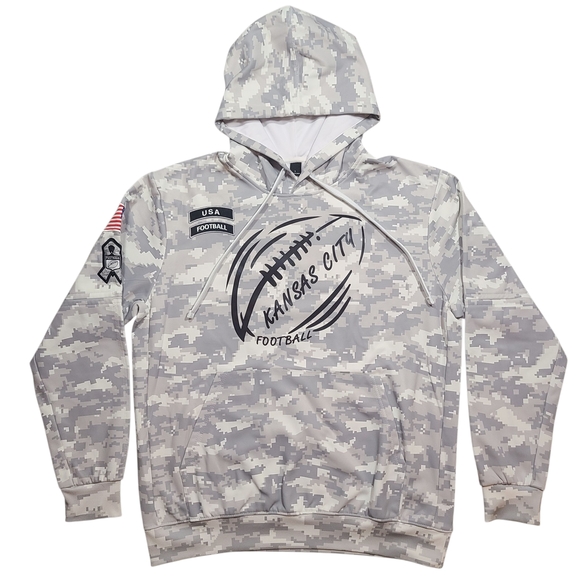 Other - Kansas City Football Camo Hoodie Large Gray Digi Camo Pullover Military Style